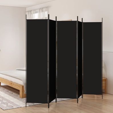 vidaXL 5-tlg. Paravent Schwarz 250x200 cm Stoff