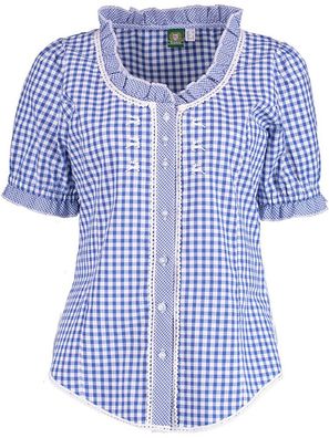 Trachtenbluse Susanne Karo blau
