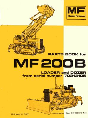 Ersatzteilliste Massey Ferguson MF 200 B Laderaupe Planierraupe 5 Sprachen