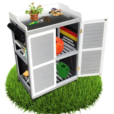 Coemo Gartenschrank Lola 67 x 46 x 98 cm Gartenkabinett mit verzinkter Tischplatte