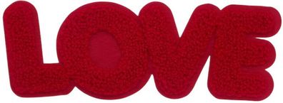 Love Roter Aufnäher - Chenille Aufbügler mit 3D-Effekt (20 cm Lang)
