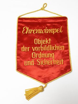 DDR Ehrenwimpel Objekt der vorbildlichen Ordnung und Sicherheit