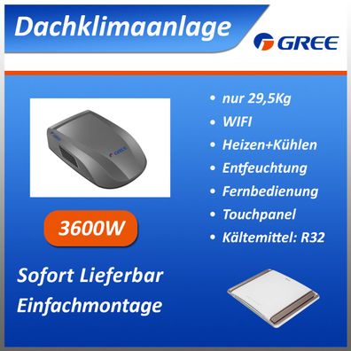 GREE Inverter-Klimaanlage Dachklimaanlage für Wohnmobil 3600W(WIFI) grau-schwarz