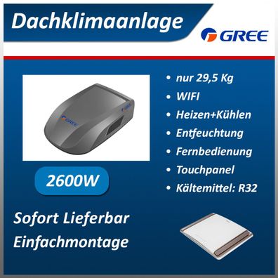 GREE Inverter-Klimaanlage Dachklimaanlage für Wohnmobil 2600W(WIFI) grau-schwarz