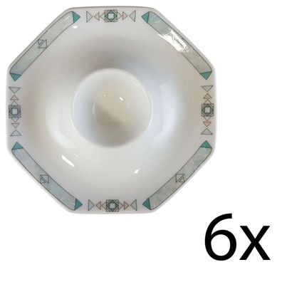6er Set Eierbecher mit Schalenablage Seltmann Weiden Octa Abstrakt grün D 12,7 cm