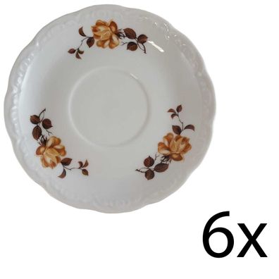 6er Set Untertasse für Kaffee Mitterteich Form 110 Braune Rose D 14,6 cm