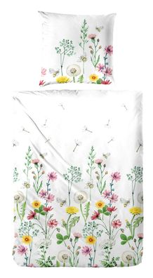 Primera Renforce Bettwäsche 155x220 Blumenwiese Klee Hummel Löwenzahn 123105-51