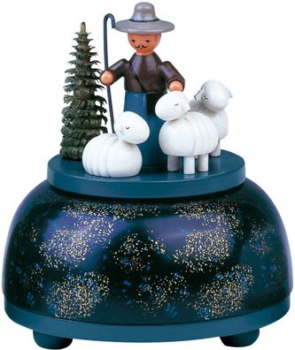 KWO - Spieldose, klein - Schäfergruppe, Holzkunst, 12cm