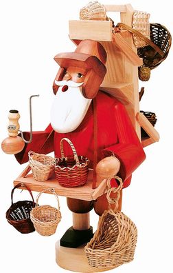 KWO Holzfigur - Räuchermann Korbhändler Large, Holzkunst, 43cm