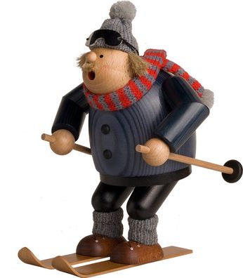 KWO Holzfigur - Räuchermann Abfahrtsläufer, Holzkunst, 20cm