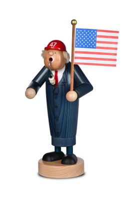 KWO - Räuchermann Präsident mit Flagge, Holzkunst, 28cm - 2025