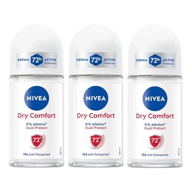 Nivea Deo Dry Comfort Roll On 72h Anti Transpirant Schutz 50ml 3er Pack