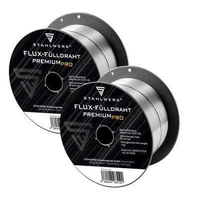 Stahlwerk Fülldraht MIG/MAG Ø 0,8 mm E71T-GS S100/ D100 Drahtrolle 1 kg 2er Set