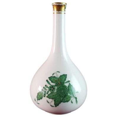 Tischvase Herend Ungarn Apponyi grün Blumenvase H 13 cm D 7,4 cm