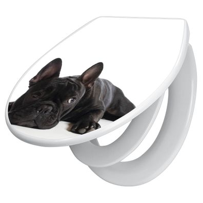 banjado® WC-Sitz Duroplast weiß mit Motiv Bulldogge [TDWK 10004]