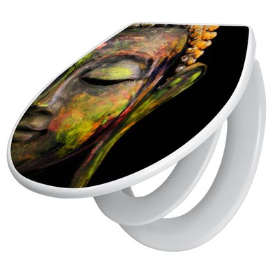 banjado® WC-Sitz Duroplast weiß mit Motiv Bunter Buddha [TDWK 12103]