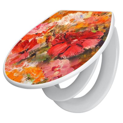 banjado® WC-Sitz Duroplast weiß mit Motiv Fallende Blumen [TDWK 12351]