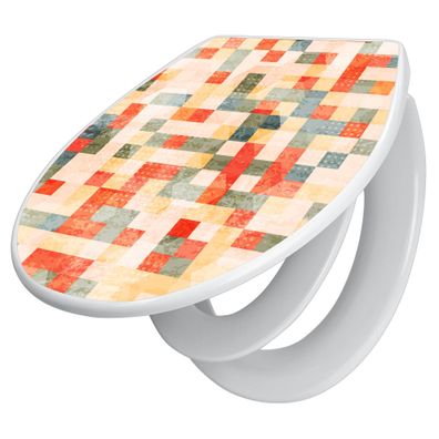 banjado® WC-Sitz Duroplast weiß mit Motiv Mosaik Rot [TDWK 10893]