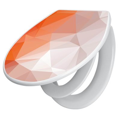 banjado® WC-Sitz Duroplast weiß mit Motiv Orange Polygon [TDWK 12952]
