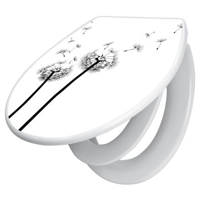 banjado® WC-Sitz Duroplast weiß mit Motiv Pusteblume 2 [TDWK 10361]