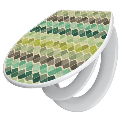 banjado® WC-Sitz Duroplast weiß mit Motiv Vier Farben Grün [TDWK 10792]