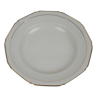 Suppenteller Oscar Schaller & Co. Bavaria Elfenbein Goldrand D 24,4 cm