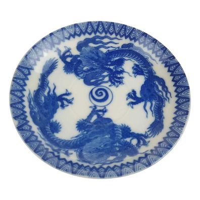 Untertasse Japan/China blauer Drache Blau