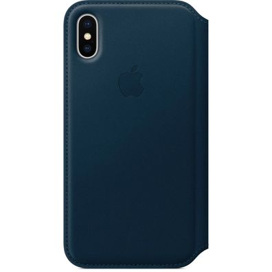 Apple iPhone X Leder Folio Case cosmos blau