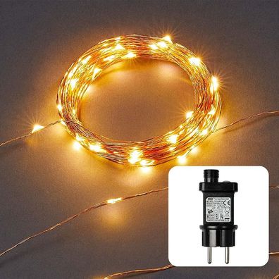 Hellum LED-Lichterkette sil. Kabel Tauperl+Aufrollhilfe 578898