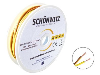 10m LIYZ Zwillingslitze 2x 0,14mm² gelb / braun