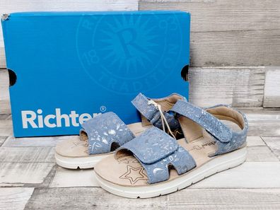Richter Mädchen Sandale hellblau Glitzer mit Klettverschluss