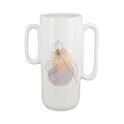 GILDE Vase, zylindrisch, "One Line Flower", Blumendesign, Keramik, weiß, , L