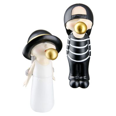 GILDE Figur, Kind, "Bubblegum", Kunstharz, schwarz, weiß, , 2 Stück wie abgebildet