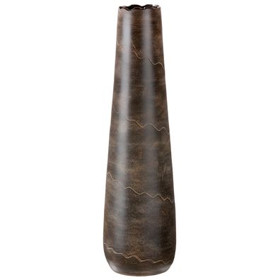 Gilde Vase, groß, konisch, "Wave", Keramik, braun, VE 1, H. 70 cm, D. 19 cm 28929