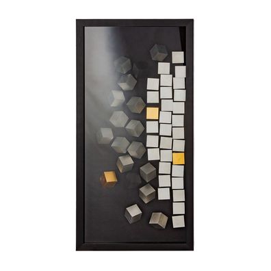 Gilde Bild, rechteckig, "Cubes", Glas, Kunststoff, schwarz, silberfarben, VE 1,