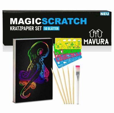 Magicscratch Kreatives Bastelset 50x Kratzpapier zum Zeichnen &amp; Basteln