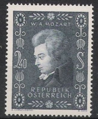 Österreich Nr.1024 * * Wolfgang Amadeus Mozart 1955, postfrisch