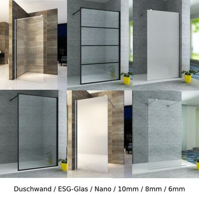 Aloni Duschabtrennung Walk- In Duschwand Klarglas 8 mm (BxH) 1400 x 2000 mm