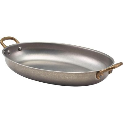 Genware Serviertopf oval, Edelstahl Vintage, Inhalt: 1,00 Liter, Höhe: 40 mm