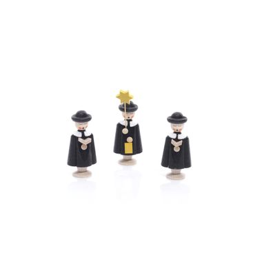 Tischdeko Kurrendefiguren 3 Figuren Schwarz Höhe ca 5 cm NEU Kurrendesänger