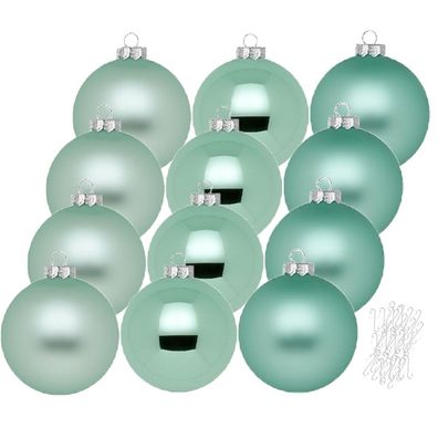 Weihnachtskugeln Winter Jade 12 Stk 8cm + Haken Inge-Glas