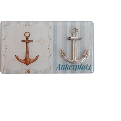 Magnet m Anker, Schriftzug Ankerplatz oder Heimathafen