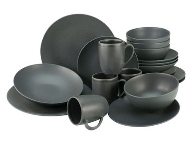 CreaTable 23146 Serie SOFT TOUCH BLACK, Geschirr Kombiservice 20 teilig 4 Personen