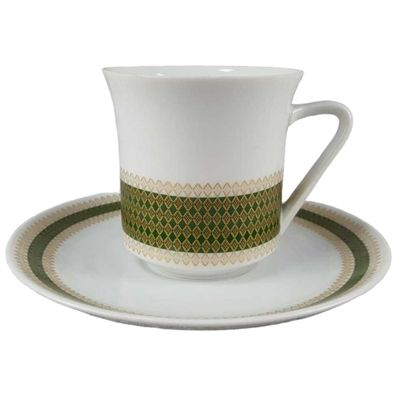 Kaffeetasse mit Untertasse Thomas Rheinland grün gold Rautendekor