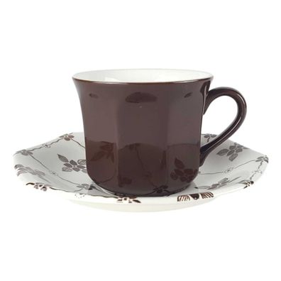 Kaffeetasse mit Untertasse Royal Staffordshire Homespun Ironstone J.&G. Meakin braun