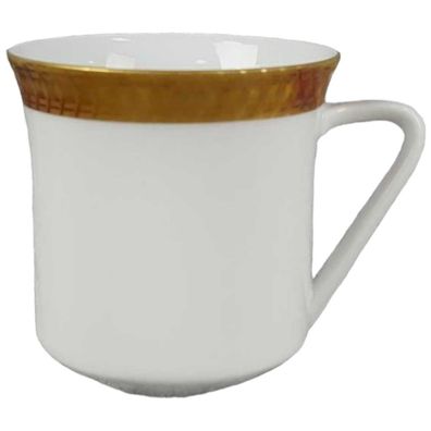 Kaffeetasse Thomas Unbekannte Form Goldrand weiß H 7,5 cm
