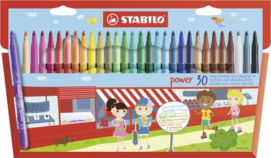 Filzstift - Stabilo power - 30er Pack - mit 30 verschiedenen Farben