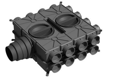 Wolf Luftverteiler DN125-180 24 Stutzen DN75 mit 12 Verschlusskappen 2577597