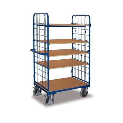 Paketwagen hoch mit 2 Gitterwänden + 5 Böden 400 kg Traglast Typ S + EasySTOP