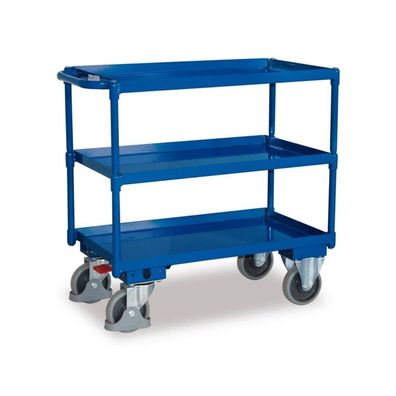 Tischwagen mit 3 Etagen, Wannenrand 40 mm hoch + EasySTOP